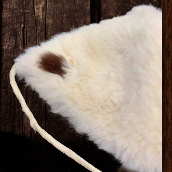 Vintage Real Fur Cream Hand Warmer and Mask Set - Picture 6 of 14